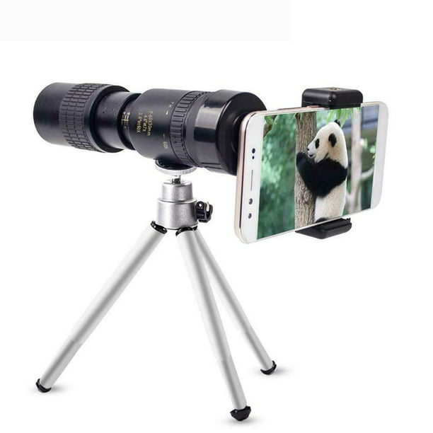 4K 10-300X40mm Super Telephoto Zoom Monocular Telescope with Tripod for Smartphone Portable Astronomy Beginners Waterproof Fogproof HD Night Vision Easy Focus for Travelling Camping A